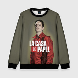 Свитшот детский БУМАЖНЫЙ ДОМ БЕРЛИН - LA CASA DE PAPEL, цвет: 3D-черный