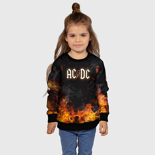 Детский свитшот ACDC - Fire / 3D-Черный – фото 4