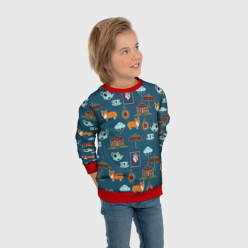Детский свитшот Англия паттерн / 3D-Красный – фото 3