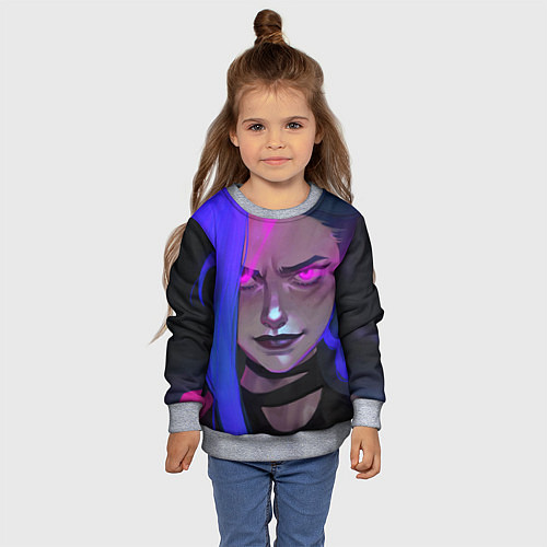 Детский свитшот League Of Legends Arcane ДЖИНКС Jinx Powder / 3D-Меланж – фото 4