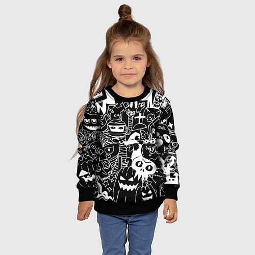 Детский свитшот Monster & Cat / 3D-Черный – фото 4