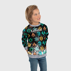 Свитшот детский Дендро стихия Геншин, цвет: 3D-меланж — фото 2