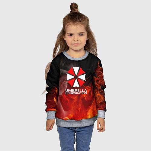Детский свитшот Umbrella Corporation пламя / 3D-Меланж – фото 4