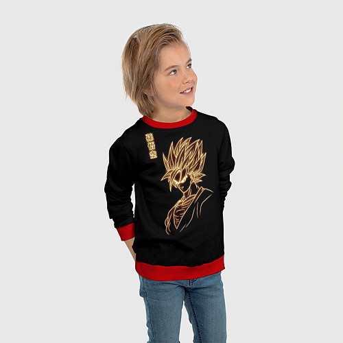 Детский свитшот Гоку неоновый Dragon Ball / 3D-Красный – фото 3