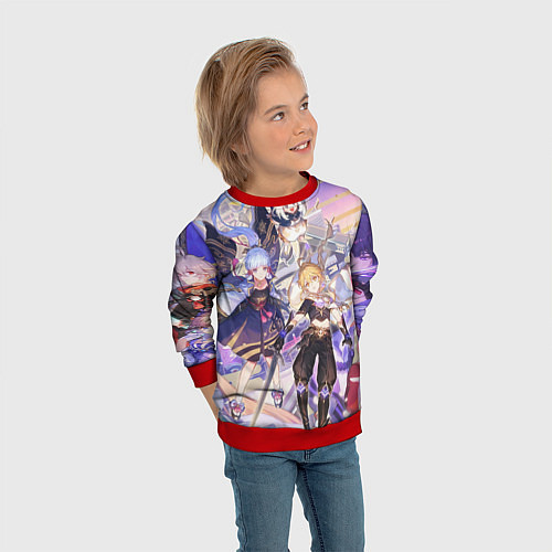 Детский свитшот Genshin Impact - Арка Инадзумы / 3D-Красный – фото 3