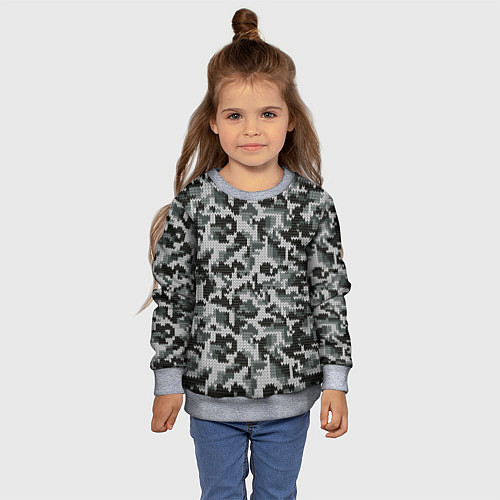 Детский свитшот Серый Вязаный Камуфляж / 3D-Меланж – фото 4
