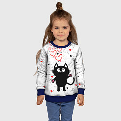 Свитшот детский Влюблённый котик Cat Love, цвет: 3D-синий — фото 2