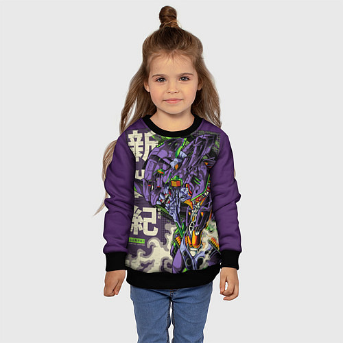 Детский свитшот Evangelion Eva-01 / 3D-Черный – фото 4