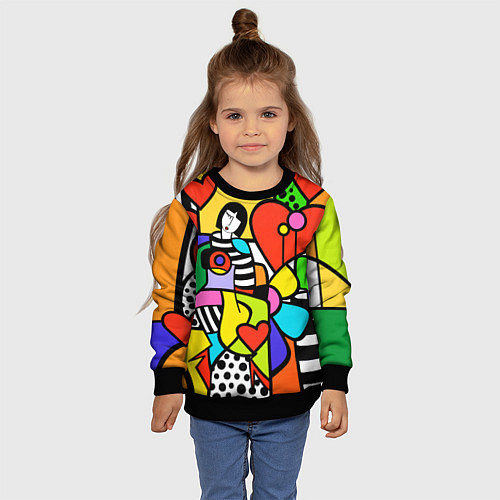 Детский свитшот Romero Britto - valentines day / 3D-Черный – фото 4