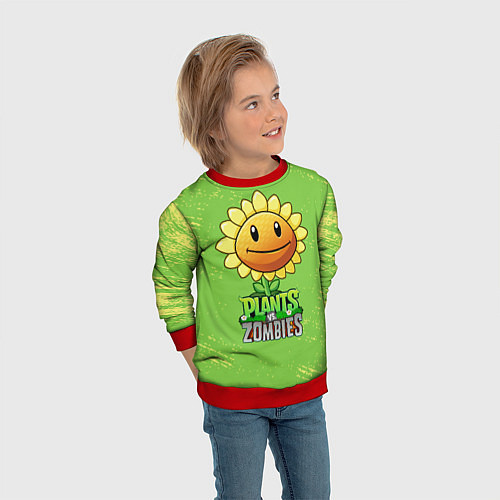Детский свитшот Подсолнух Plants vs Zombies / 3D-Красный – фото 3