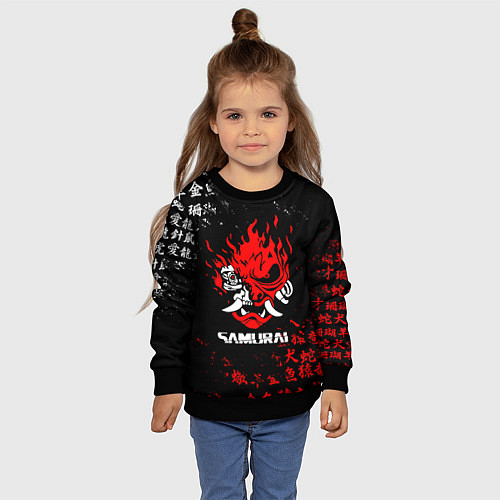 Детский свитшот CYBERPUNK SAMURAI: JAPAN STYLE / 3D-Черный – фото 4