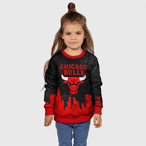 Детский свитшот Chicago Bulls, Чикаго Буллз Город / 3D-Красный – фото 4