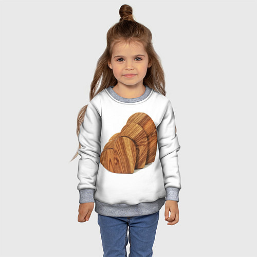 Детский свитшот Сердечки из дерева / 3D-Меланж – фото 4