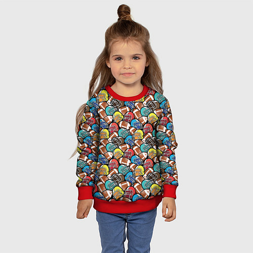 Детский свитшот Американский Футбол American Football / 3D-Красный – фото 4