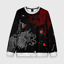 Свитшот детский Китайский дракон Красно - Белый, цвет: 3D-белый