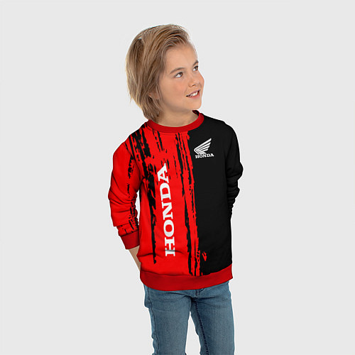 Детский свитшот Honda марка авто / 3D-Красный – фото 3