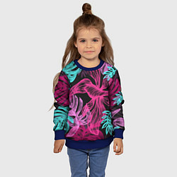 Свитшот детский Папоротниковый неон, цвет: 3D-синий — фото 2