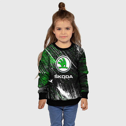 Детский свитшот Skoda: Потёртости / 3D-Черный – фото 4