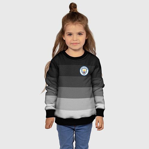 Детский свитшот Манчестер Сити, Manchester City, Серый градиент / 3D-Черный – фото 4