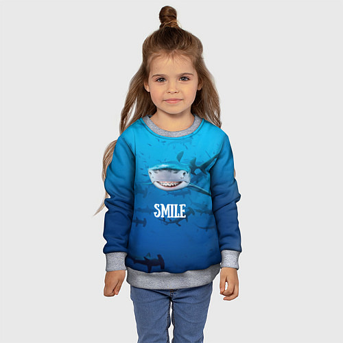 Детский свитшот Акула смайл / 3D-Меланж – фото 4
