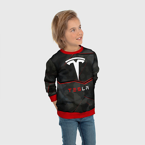 Детский свитшот Tesla Sport Logo / 3D-Красный – фото 3