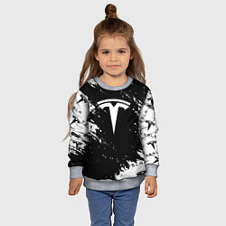 Свитшот детский Tesla logo texture, цвет: 3D-меланж — фото 2