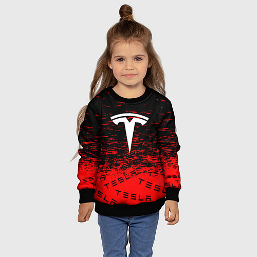 Детский свитшот Tesla sport red / 3D-Черный – фото 4