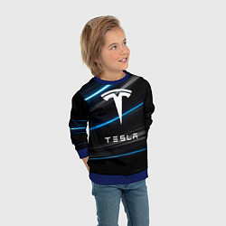 Свитшот детский Tesla - Неоновые полосы, цвет: 3D-синий — фото 2