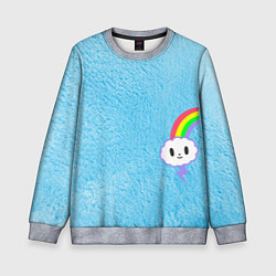 Свитшот детский Облачко на голубом мехе с радугой парная, цвет: 3D-меланж