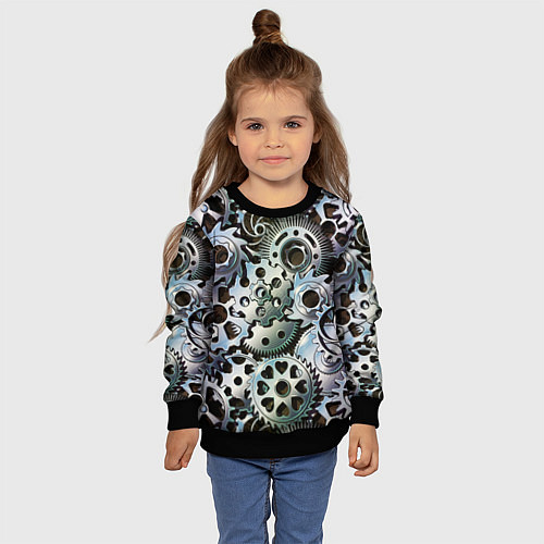 Детский свитшот Стимпанк шестеренки Steampunk / 3D-Черный – фото 4