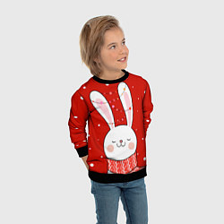 Свитшот детский ЗАЙКА И СНЕЖИНКИ, цвет: 3D-черный — фото 2