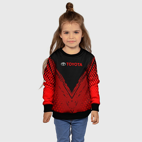 Детский свитшот Toyota Красная текстура / 3D-Черный – фото 4