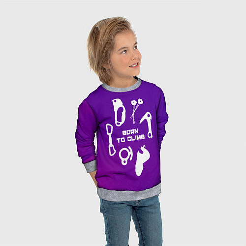 Детский свитшот Рожден, чтобы лазить по скалам / 3D-Меланж – фото 3