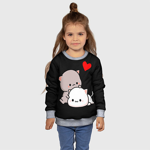 Детский свитшот Котическая любовь Kitty Love / 3D-Меланж – фото 4