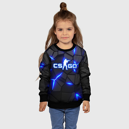 Детский свитшот КС ГО - 3D ПЛИТЫ / 3D-Черный – фото 4