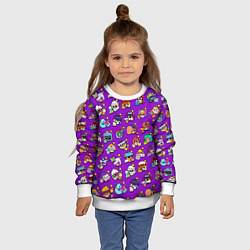 Свитшот детский Особые редкие значки Бравл Пины фиолетовый фон Bra, цвет: 3D-белый — фото 2