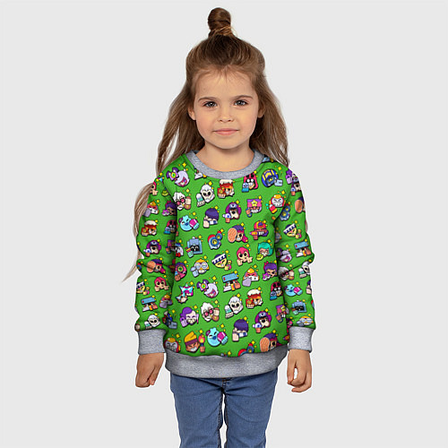 Детский свитшот Особые редкие значки Бравл Пины зеленый фон Brawl / 3D-Меланж – фото 4