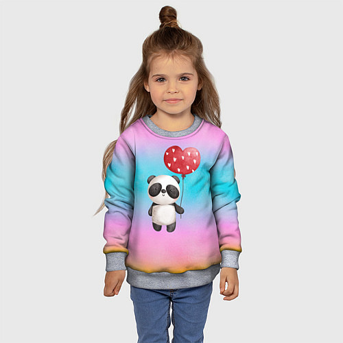 Детский свитшот Маленькая панда с сердечком / 3D-Меланж – фото 4