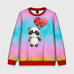 Свитшот детский Маленькая панда с сердечком, цвет: 3D-красный