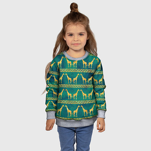 Детский свитшот Золотые жирафы паттерн / 3D-Меланж – фото 4