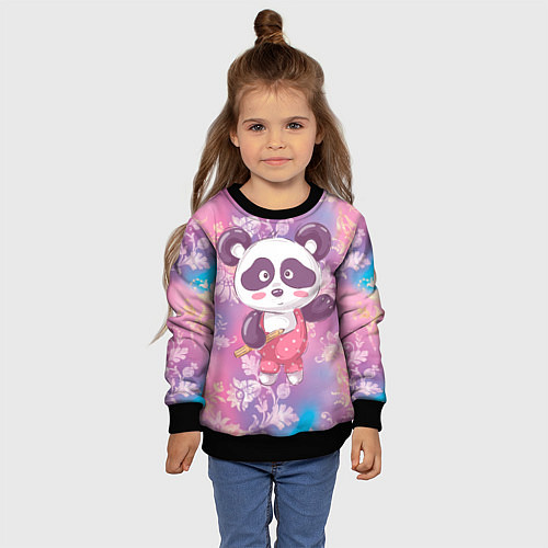 Детский свитшот Милая панда детский / 3D-Черный – фото 4