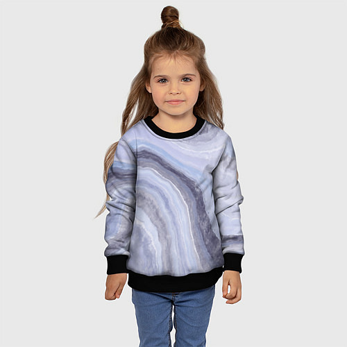 Детский свитшот Дизайн с эффектом мрамора синего цвета / 3D-Черный – фото 4