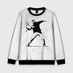 Свитшот детский BANKSY БУНТ RIOT БЭНКСИ, цвет: 3D-черный