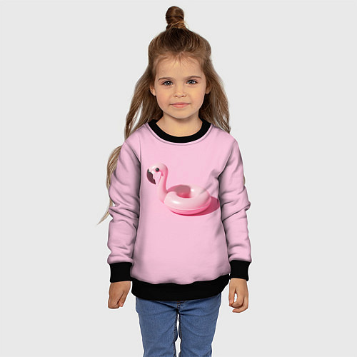 Детский свитшот Flamingos Розовый фламинго / 3D-Черный – фото 4