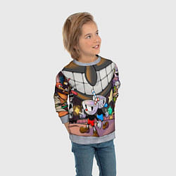 Свитшот детский Круговая оборона Cuphead, цвет: 3D-меланж — фото 2