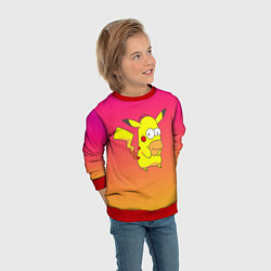 Свитшот детский Гомер Симпсон Пикачу, цвет: 3D-красный — фото 2
