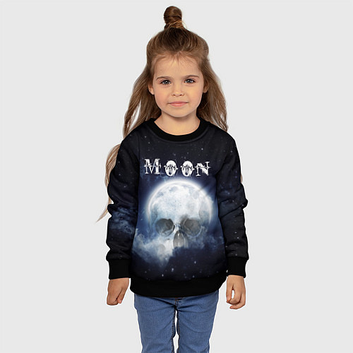 Детский свитшот Moon - череп / 3D-Черный – фото 4