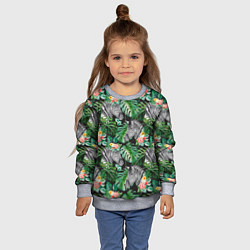 Свитшот детский Зебра и листья, цвет: 3D-меланж — фото 2