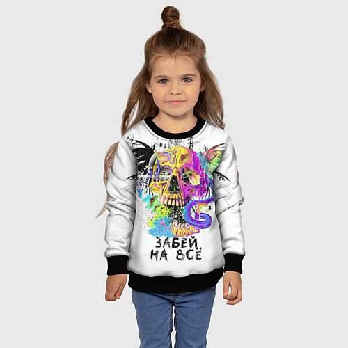 Детский свитшот Череп забей / 3D-Черный – фото 4