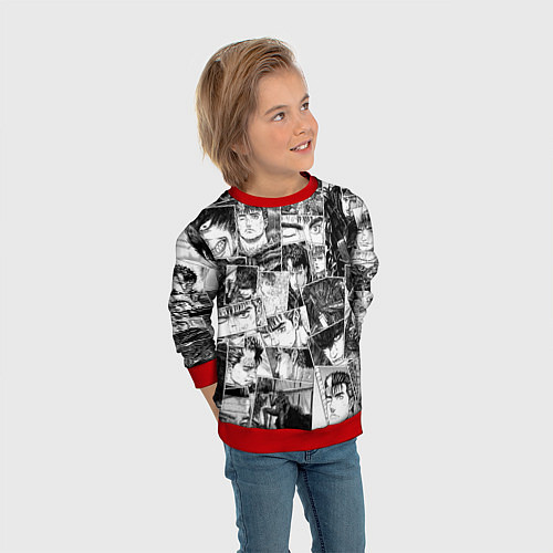 Детский свитшот Berserk pattern / 3D-Красный – фото 3